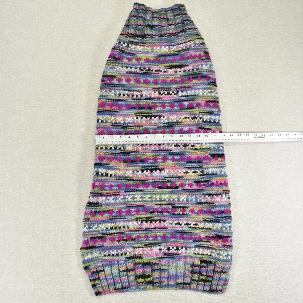 Handmade Crochet Dog Sweater XL/XXL Multicolor Knit Striped Warm Pet Clothes